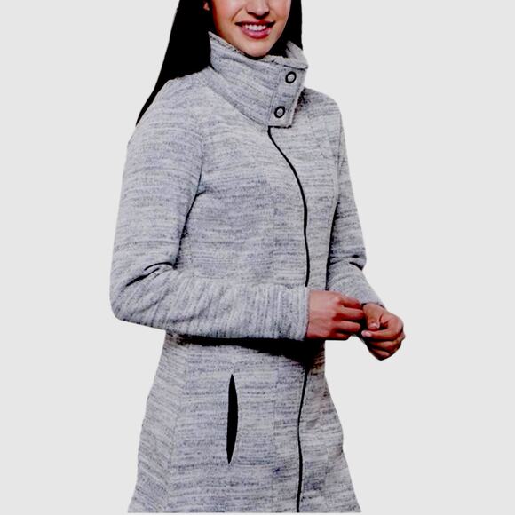 Kuhl Jacket Womens Small Heather Gray Cream Alaska Long Sweater Full Zip Sherpa - Picture 8 of 8